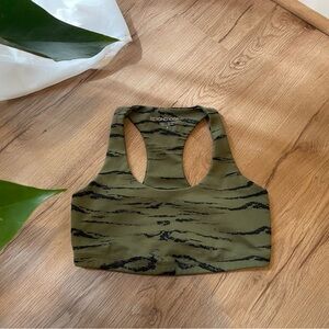 Beyond Yoga Racerback Ready Bra in “Olive Wood Jacquard”